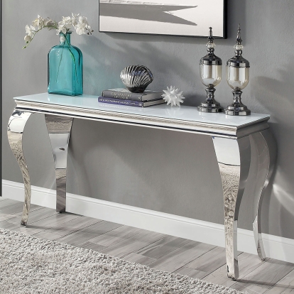 Wetzikon White/Silver Sofa Table Model CM4903WH-S-TABLE by Furniture of America
