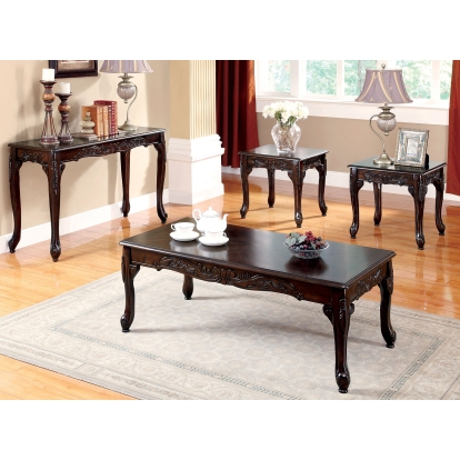 Cheshire Dark Cherry 3 Piece Coffee Table Set Model CM4914-3PK by Furniture of America