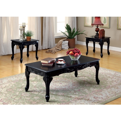 Cheshire Black 3 Piece Coffee Table Set Model CM4914BK-3PK by Furniture of America