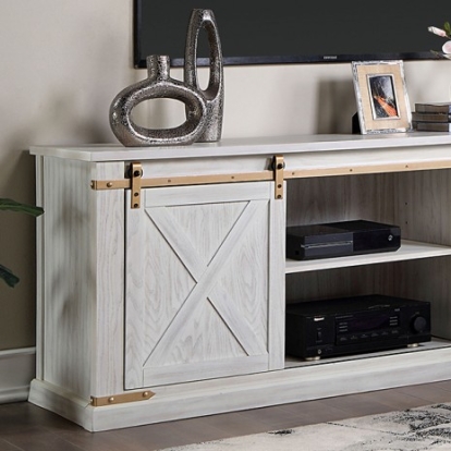 Furniture Of America Borrego Rustic Metal, Solid Wood, Others Antique White Tv Console | CM5018WH-TV-72