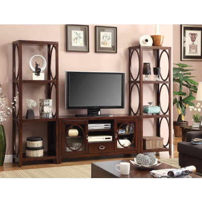 Melville Cherry TV Console with 2 Pier Cabinets Model CM5051-TV-3PC by Furniture of America