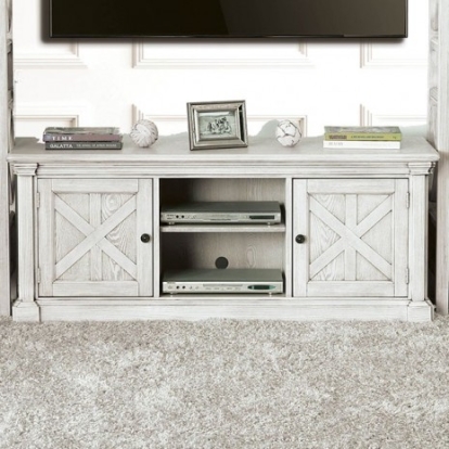 Furniture Of America Georgia Cottage Solid Wood, Wood Veneer, Others Antique White 60" Tv Stand | CM5089-TV-60