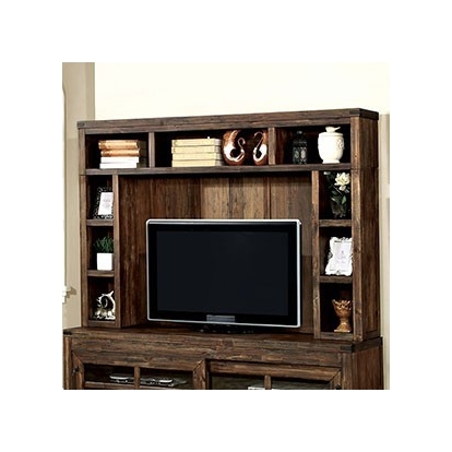 Furniture Of America Hopkins Industrial Solid Wood, Wood Veneer, Others Wire Brushed Dark Walnut Hutch | CM5233-H