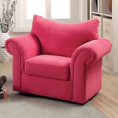 Furniture Of America Irma Contemporary Flannelette Pink Kids Chair | CM6004PK