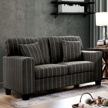 Furniture of America Pingree Contemporary Linen-Like Solid with Wood Dark Gray Love Seat Model CM6034-LV