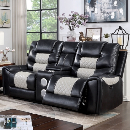 Leipzig Black/Light Gray Power Loveseat Model CM6080-LV-PM by Furniture of America