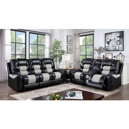 Leipzig Black/Light Gray Power Sofa with Loveseat Model CM6080-PM-2PC by Furniture of America