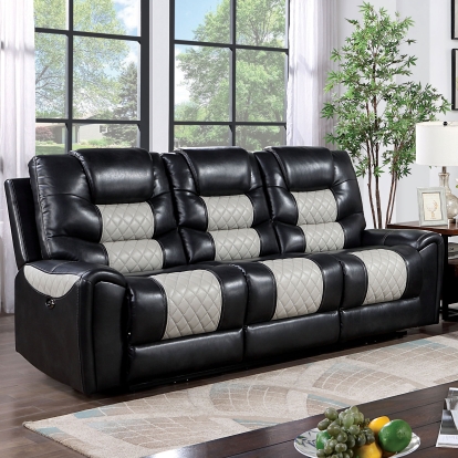 Leipzig Black/Light Gray Power Sofa Model CM6080-SF-PM by Furniture of America