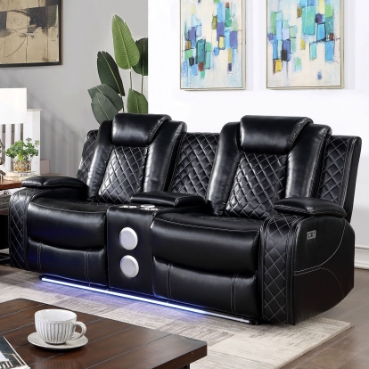 Lubeck Black Power Loveseat Model CM6081-LV-PM by Furniture of America