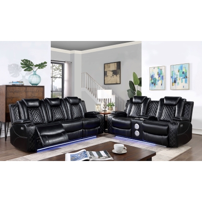 Lubeck Black Power Sofa with Loveseat Model CM6081-PM-2PC by Furniture of America