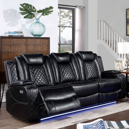 Lubeck Black Power Sofa Model CM6081-SF-PM by Furniture of America