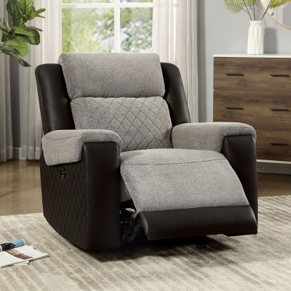 Silverton Black/Gray Power Recliner Model CM6082-CH-PM by Furniture of America