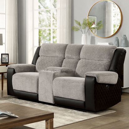 Silverton Black/Gray Power Loveseat Model CM6082-LV-PM by Furniture of America