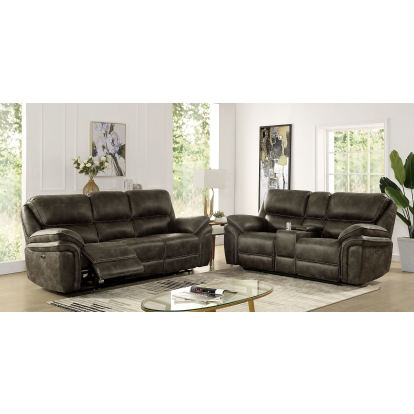 Tredegar Mocha Power Sofa with Loveseat Model CM6083-PM-2PC by Furniture of America