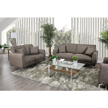 Lauritz Brown Sofa with Loveseat Model CM6088BR-2PC by Furniture of America