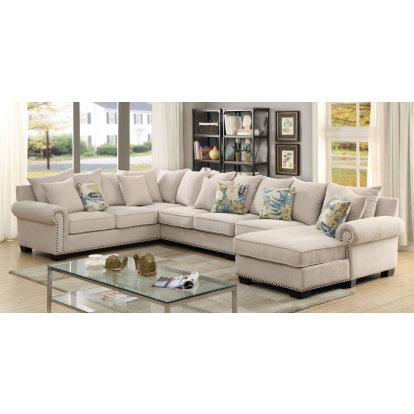 Skyler Beige Sectional with Chair Model CM6156-SECTIONAL-CH by Furniture of America