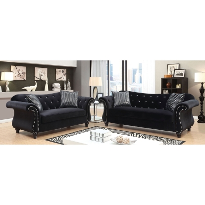 Jolanda Black Sofa with Love Seat with Chair Model CM6159BK-3PC by Furniture of America