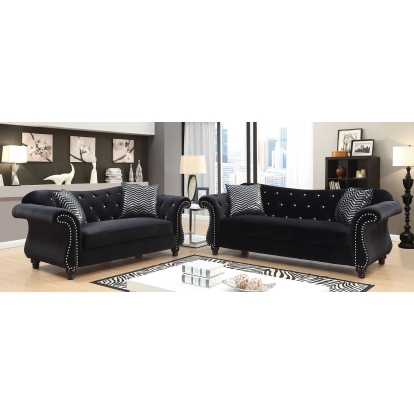 Jolanda Black Sofa with Loveseat Model CM6159BK-2PC by Furniture of America
