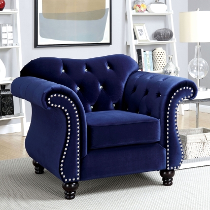 Jolanda Blue Chair Model CM6159BL-CH-VN by Furniture of America