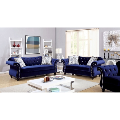 Jolanda Blue Sofa with Loveseat Model CM6159BL-2PC by Furniture of America