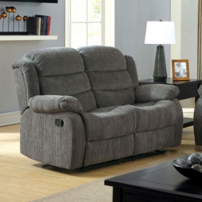 Furniture of America Millville Transitional Chenille Solid with Wood Gray Motion Love Seat Model CM6173GY-LV