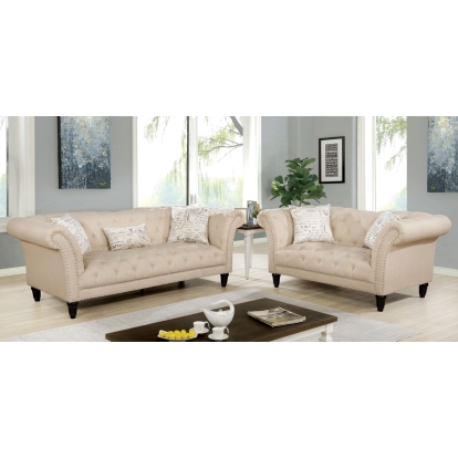 Louella Beige Sofa with Loveseat Model CM6210BG-2PC by Furniture of America