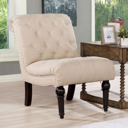 Louella Beige Armless Chair Model CM6210BG-CH by Furniture of America