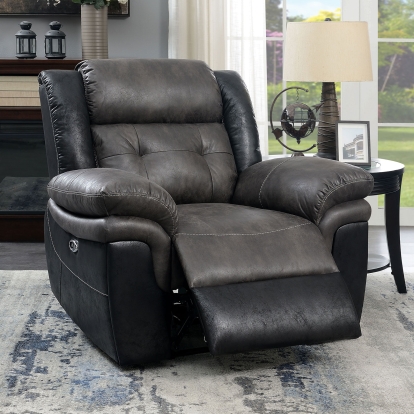 Brookdale Gray/Black Power Motion Recliner Model CM6217GY-CH by Furniture of America