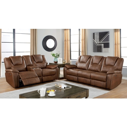Ffion Brown Power Sofa with Power Loveseat Model CM6219BR-2PC by Furniture of America