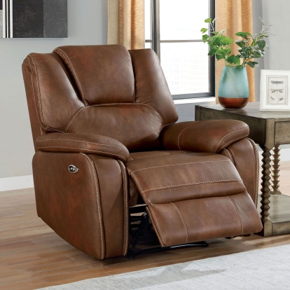Ffion Brown Power Recliner Model CM6219BR-CH by Furniture of America