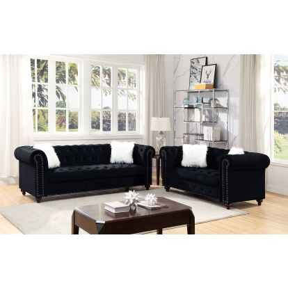 Giacomo Black Sofa with Loveseat Model CM6240BK-2PC by Furniture of America