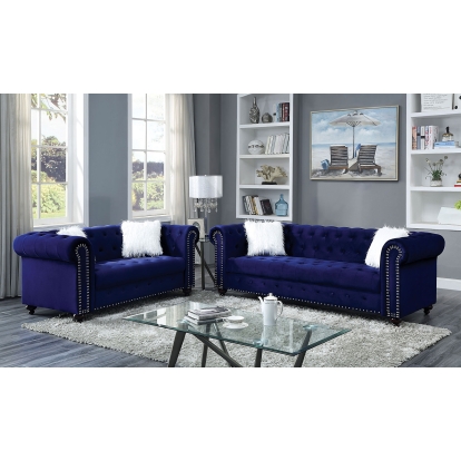 Giacomo Blue Sofa with Loveseat Model CM6240BL-2PC by Furniture of America
