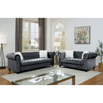 Giacomo Gray Sofa with Loveseat Model CM6240GY-2PC by Furniture of America