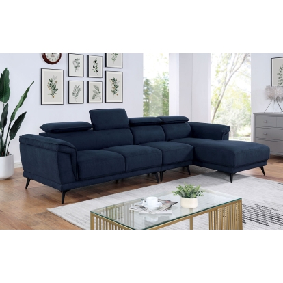 Napanee Navy Sectional with Armless Chair Model CM6254BL-SECT-AC by Furniture of America