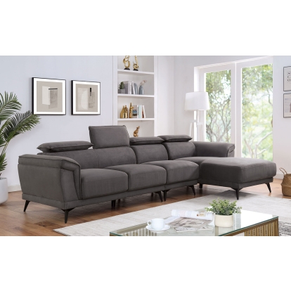 Napanee Dark Gray Sectional with Armless Chair Model CM6254GY-SECT-AC by Furniture of America
