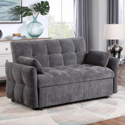 Lanberis Gray Futon Sofa with Pillows Model CM6255GY by Furniture of America