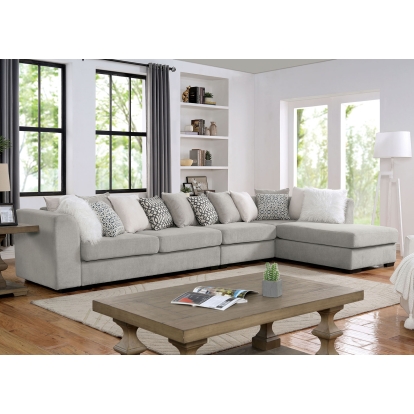 Leandra Light Gray Sectional Model CM6258LG-SECT by Furniture of America