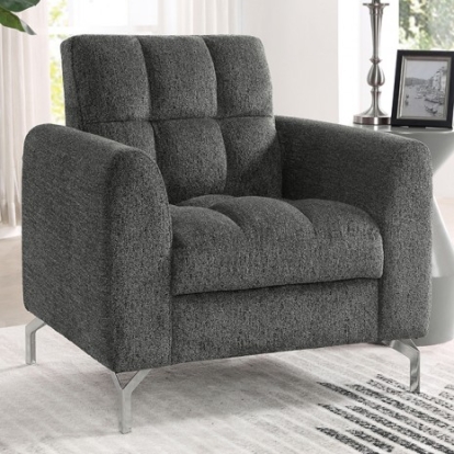 Furniture of America Lupin Contemporary Chenille Metal Solid with Wood Dark Gray Chair Model CM6259DG-CH