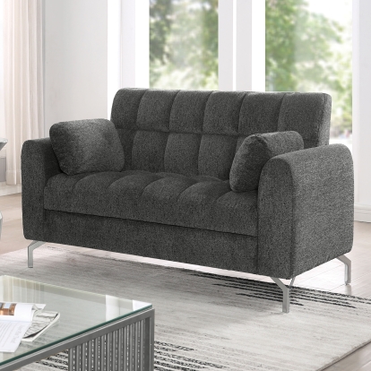 Lupin Dark Gray Loveseat with Pillows Model CM6259DG-LV by Furniture of America