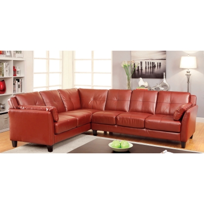 Peever Mahogany Red Sectional Model CM6268RD-SET by Furniture of America