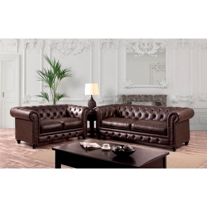 Stanford Brown Sofa with Loveseat Model CM6269BR-2PC by Furniture of America