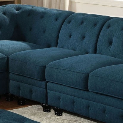 Furniture Of America Stanford Transitional Linen-Like, Wood, Others Dark Teal Armless Chair | CM6270TL-CH
