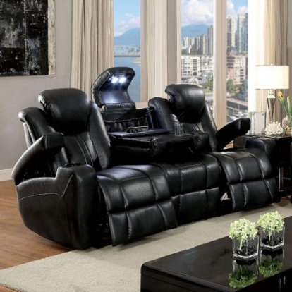 Furniture of America Zaurak Transitional Breathable Leatherette Solid with Wood Dark Gray Sofa Model CM6291-SF