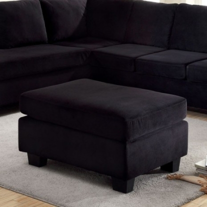 Furniture of America Lomma Transitional Flannelette Solid with Wood Black Ottoman Model CM6316-OT