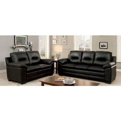 Parma Black Sofa with Love Seat with Chair Model CM6324BK-3PC by Furniture of America