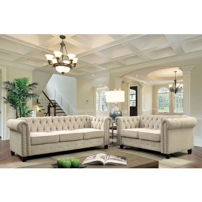 Winifred Ivory Sofa with Love Seat with Chair Model CM6342IV-3PC by Furniture of America