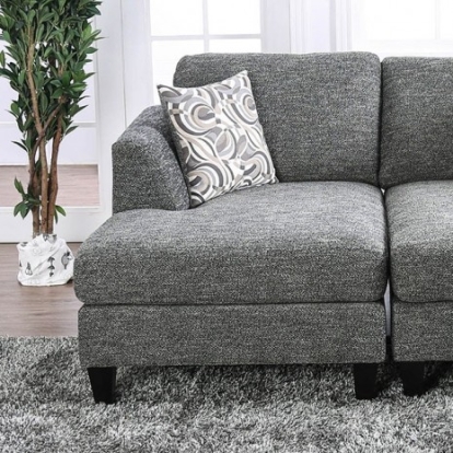 Furniture Of America Lowry Transitional Chenille, Solid Wood, Others Gray Left Chaise | CM6363-LCE
