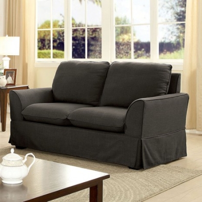 Furniture of America Maxine Transitional Linen-Like Gray Love Seat Model CM6378GY-LV