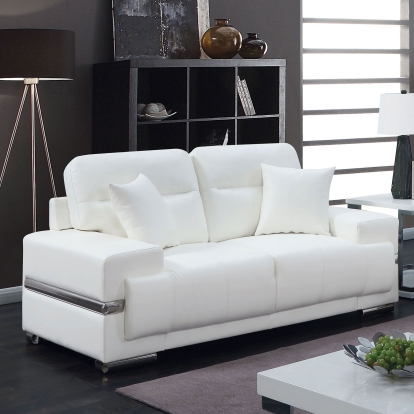 Zibak White/Chrome Loveseat Model CM6411WH-LV by Furniture of America
