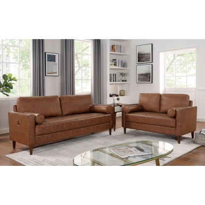 Horgen Cognac Sofa with Loveseat Model CM6452BR-2PC by Furniture of America